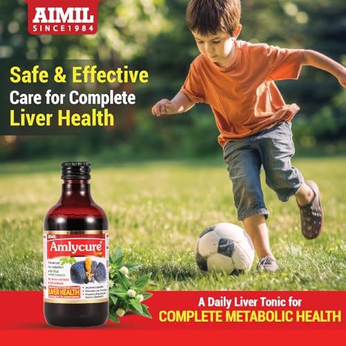 Image of AIMIL Amlycure Syrup - 200ml (Pack of 2) | Ayurvedic Syrup for Liver Health, Improves Digestion & Better Appetite | Natural Liver Herbal Tonic | Ideal for Children