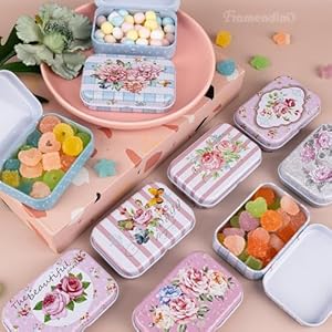 Framendino, 6 Pack Mini Tinplate Boxes Floral Tin Trinket Jewelry Coin Box Small Containers with Lid for Bead Storage Case (Random Color) Framendino 6 Pack Mini Tinplate Boxes Floral Tin Trinket Jewelry Coin Box Small Containers with Lid for Bead Storage Case Random Color
