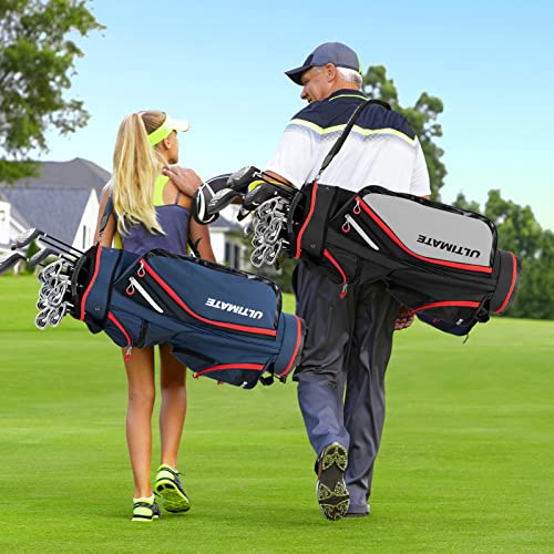 Miniatura 8 de Costway Bolsa De Golf Para Carro, Ligera,14 Divisores, 8 Bolsillos, Capucha Para La Lluvia, Correa Para El Hombro, Bolsa Térmica Para Bebidas, Ideal Hombres Y Mujeres Azul