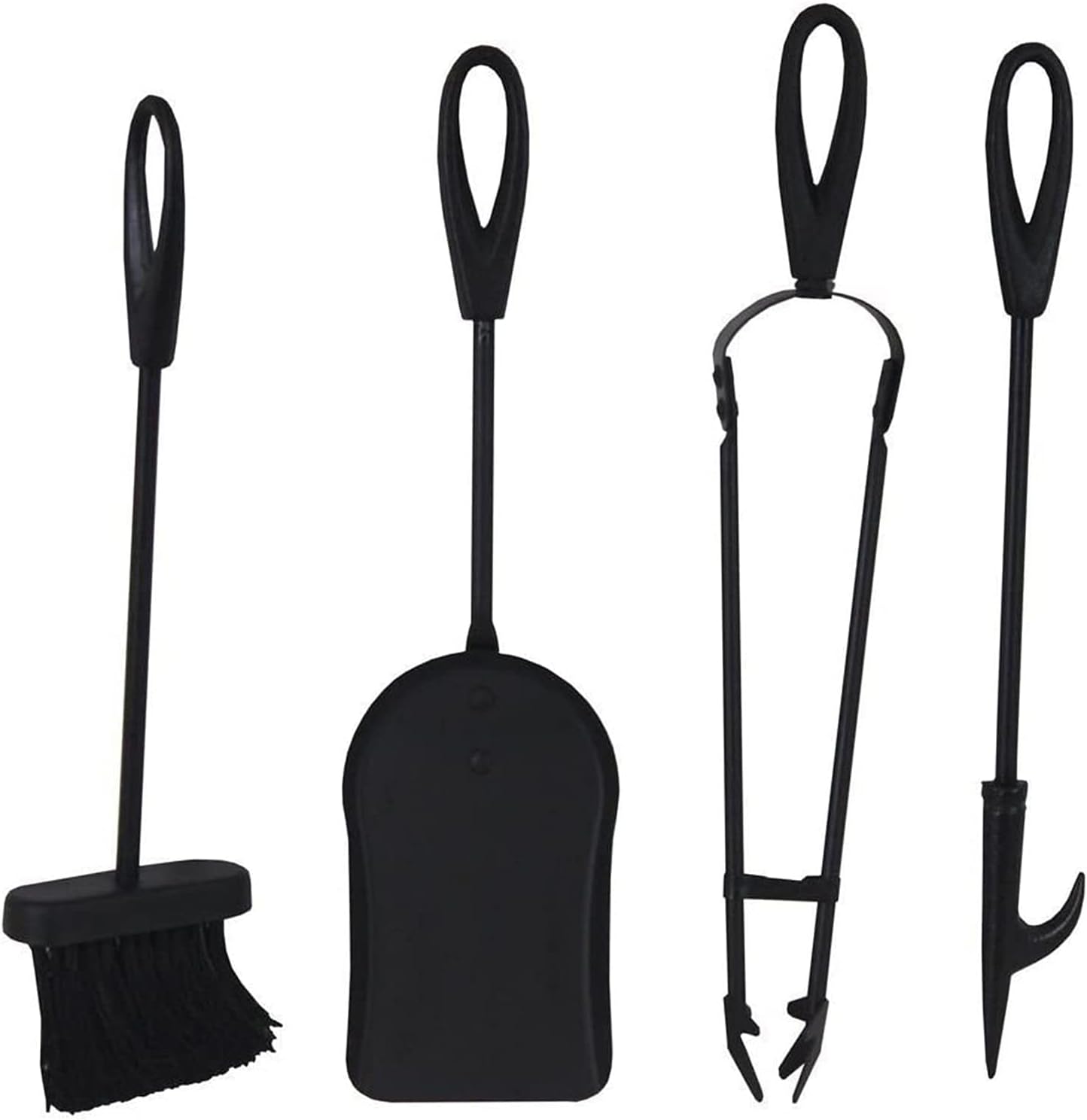 5 Piece Stand Alone Fire Place Set, Outdoor Rustic Wrought Iron Fireplace Tools Includes Stand/Brush/Shovel/Poker Finish