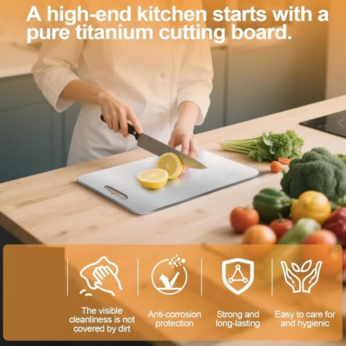Planches à découper en titane pur (lot de 3) pour préparation saine des repas - 5