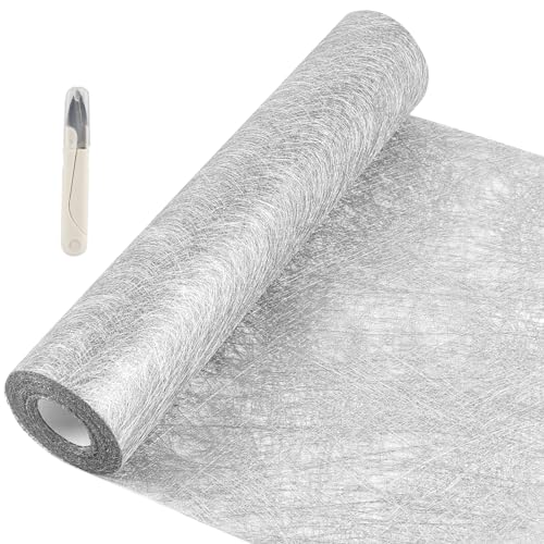 SWAWIS Chemin de table en non-tissé argenté - 30 cm x 20 m - Pour anniversaire, Noël, mariage, Saint-Valentin, baptême - Décoration festive