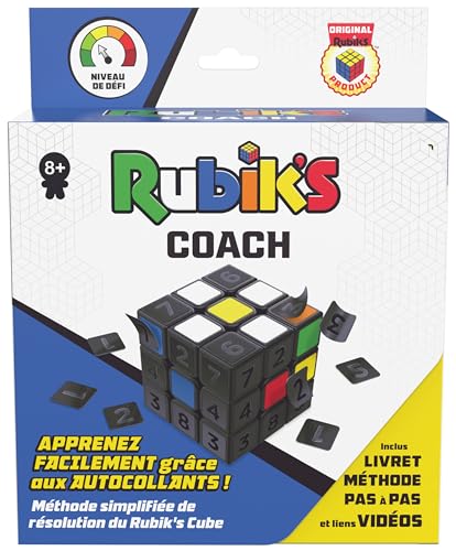 RUBIK'S CUBE COACH 3X3 - Jeu Casse-Tête Adulte & Enfant Rubik’s Cube Magique - Puzzle 3x3 Apprentissage - Correspondance Couleurs - Cube Pédagogique...