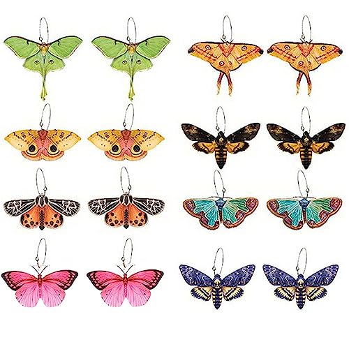 WCRAZYE Colorful Moon Butterfly Moth Dangle Earrings for Women Statement Fashion Earrings Elegant Unique Animal Acrylic Earrings Cute Insect Funny Jewelry