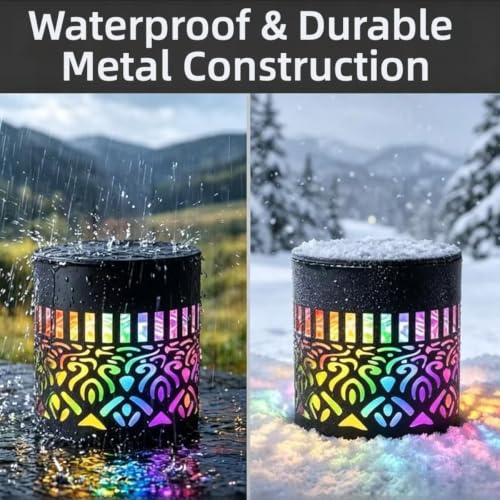 2 Pack Solar Mandala Lights Outdoor Wall, Seven-Color Changing Solar Mandala Projector Light, Waterproof Metal Fence Lights for Garden, Yard, Patio, Backyard Decor – Colorful Changing by Generic - Used condition - Image 3