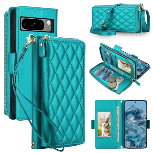 Étui portefeuille Google Pixel 8 Pro RFID protection intégrale antichoc coloris vert