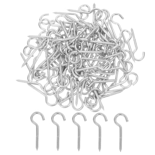 DOITOOL Sturdy Screw Hooks 100pcs Self Tapping Screw Hooks Hanging Hooks for Plants Utensil and Jewelry Storage