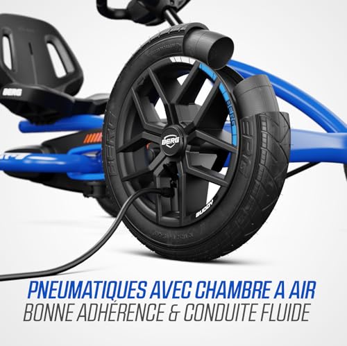 Berg Toys Buddy Blue Pedal Go Kart for Kids– Adjustable Ride On Toy for Ages 4-8 – Go Karts with BFR System and Adults Outdoor Pedal Car for Kids