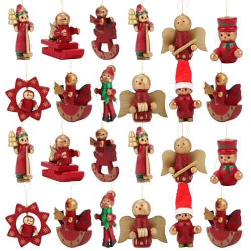 Yooyan 24 Stück Teiliges Weihnachtsbaumschmuck aus Holz,...