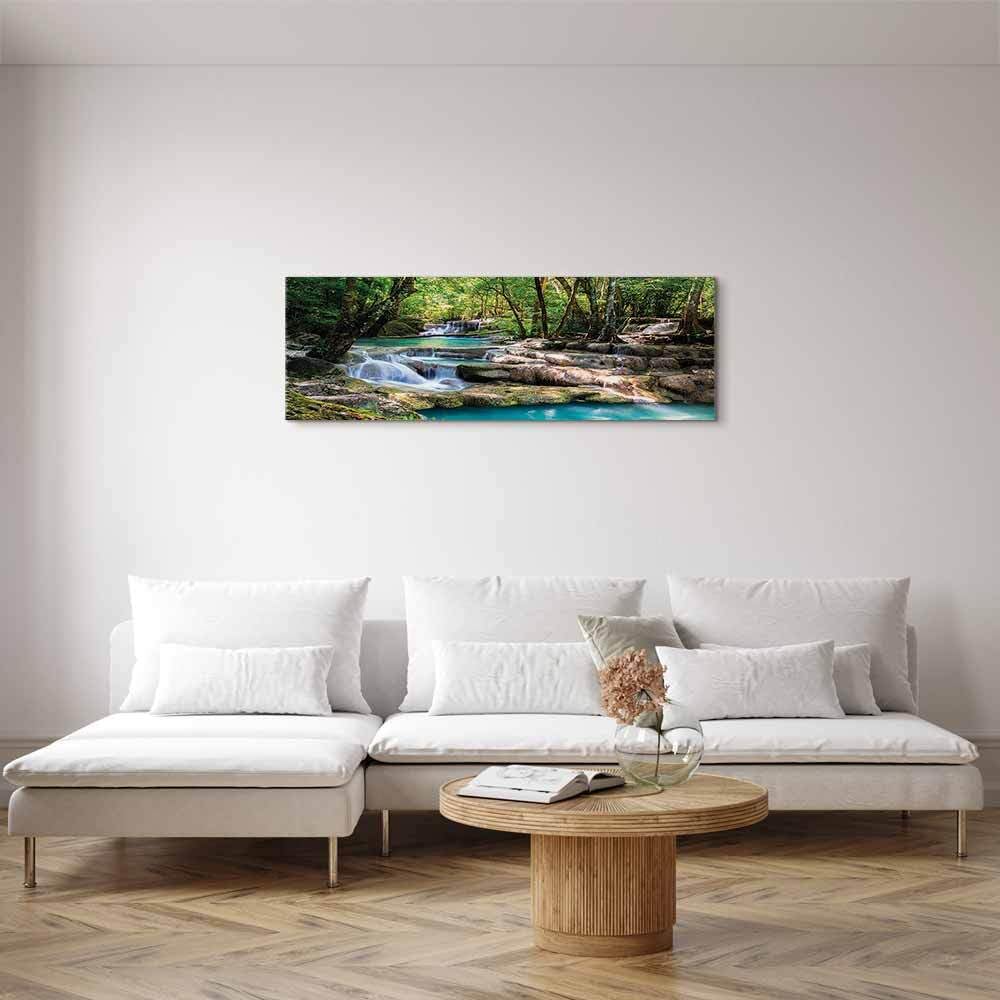 decomonkey Akustikbild Wasserfall 135x45 cm XXL 1 Teilig Leinwand Modern