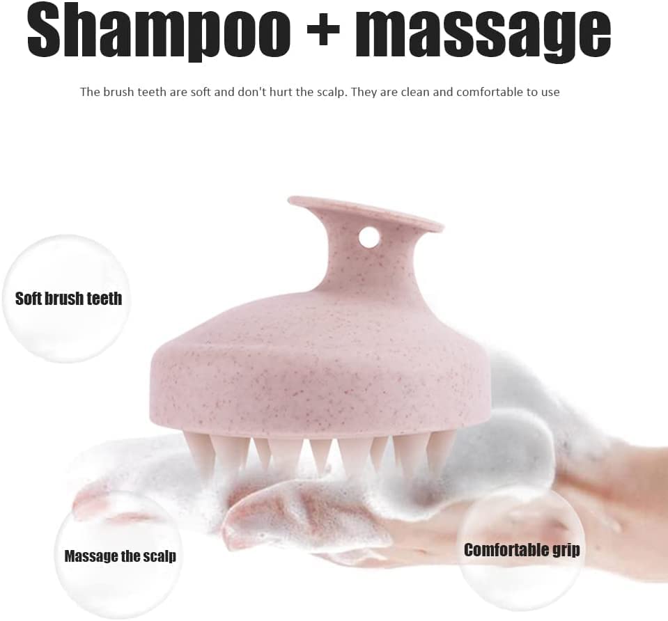 Image of QIQI Scalp Massager Shampoo Brush, Eco-friendly Wheat Straw body with Soft Silicon Bristles, Hair Scalp Scrubber, Scalp Exfoliator Dandruff Removal, Prevents Hair loss for Men, Women (JP35)