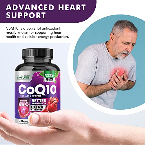 Built By Nature Coq10 Supplement For Heart Health Support & Cellular Energy Production - Gluten Free Vegan & Non-Gmo Antioxidant With Max Absorption Coenzyme Q10 100 Mg Supplements - 60 Softgels #TOP2