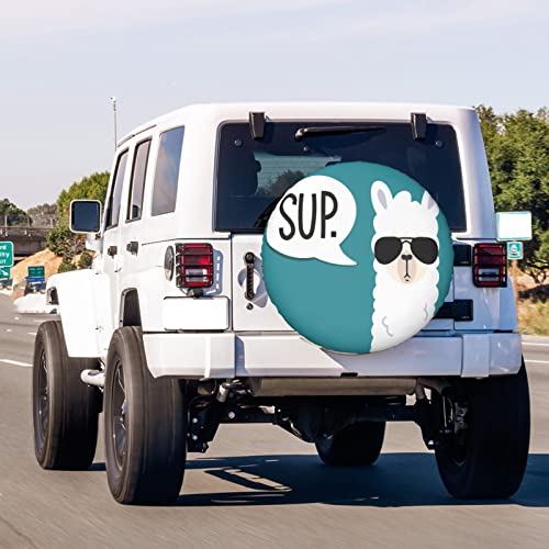 Image of Funny Llama Spare Tire Cover Dust-Proof Wheel Tire Cover Fit Trailer, RV, SUV and Many Vehicle 15 Inch