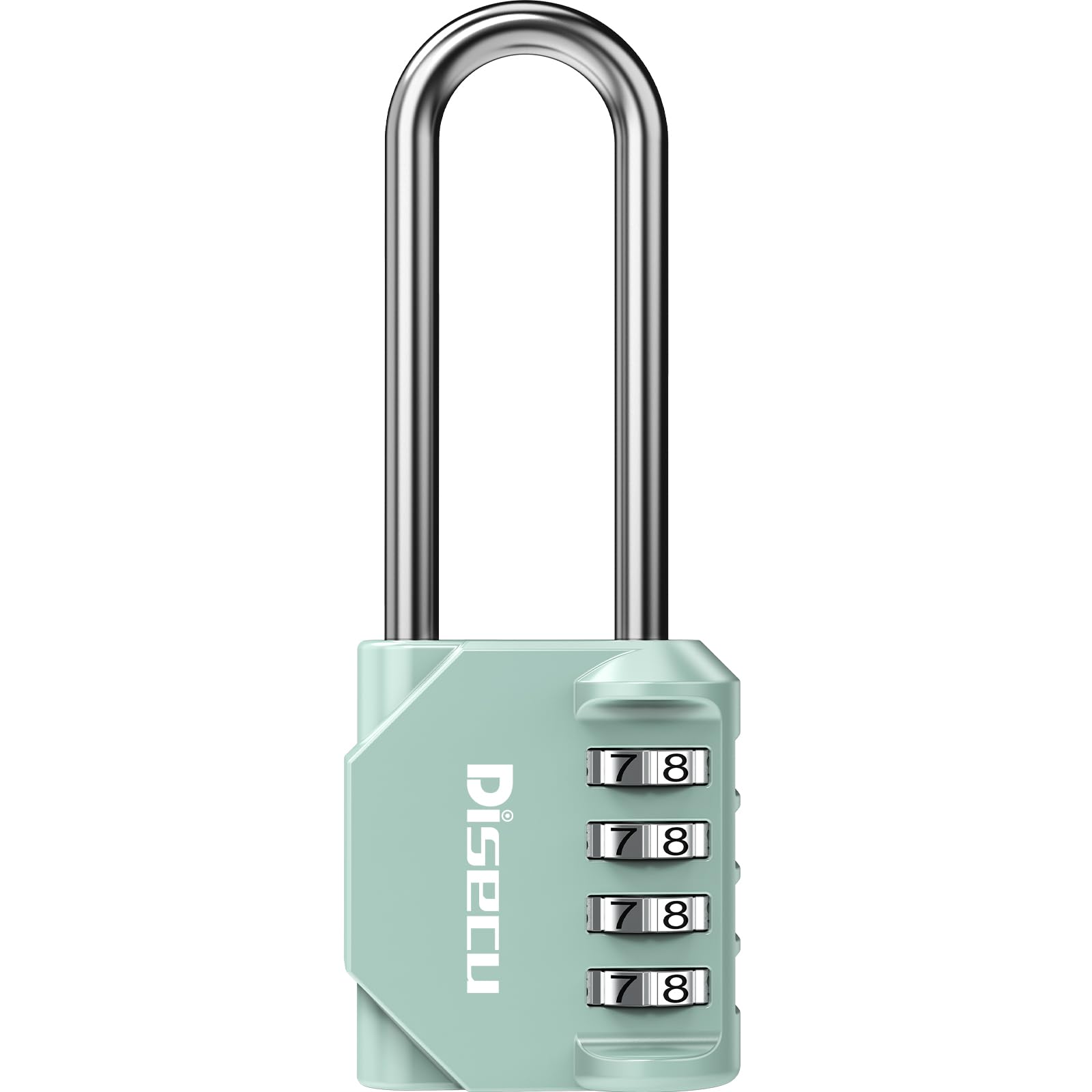 1 Pack disecu 2.6 Inch Long Shackle Combination Lock, 4 Digit Outdoor Waterproof Padlock for School Locker, Gym Locker, Storage Unit, Gate, Fence, Toolbox, Cabinet (Turquoise)