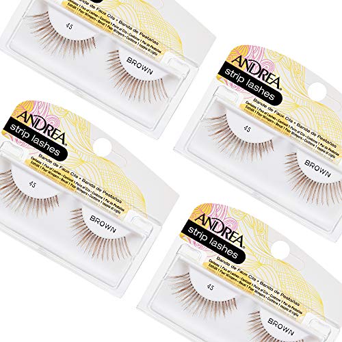 Andrea False Lashes Style 45 - Brown, Natural Look Fake Eyelashes, Reusable and Comfortable Strip Lashes for Everyday Wear, 4 Pairs