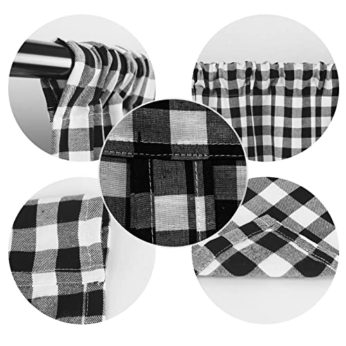 Htontb 2 Pack Buffalo Checked Curtains,42X63In Farmhouse Style Gingham Rod Pocket Tie Up Window Curtains,Adjustable Shades Valances For Bedroom Living & Dining Room #TOP2