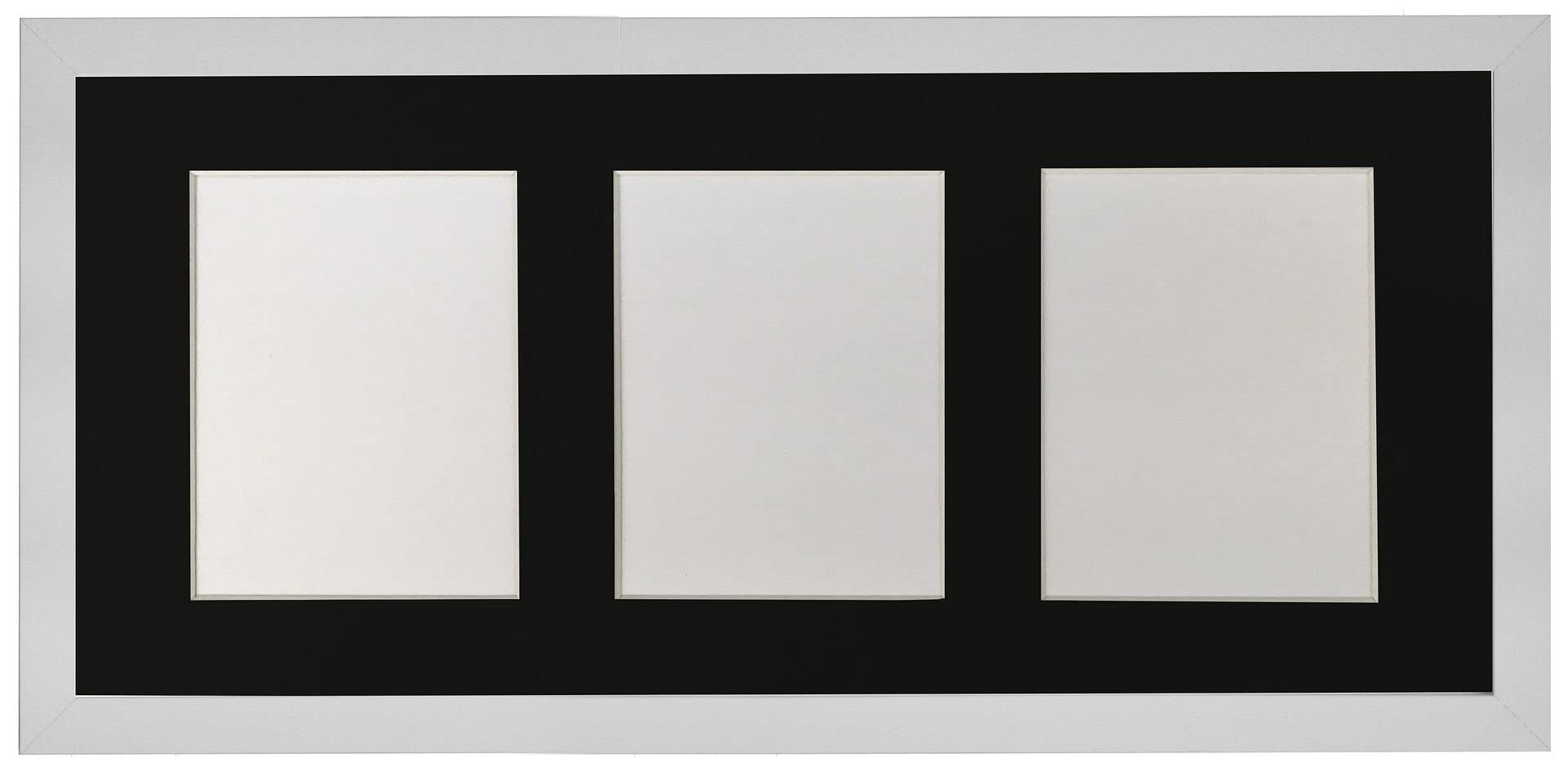 H7 White Picture Photo Frame with Black Mount 21"x10" for 3 Pics @ Size 7"x5" Pack of 3