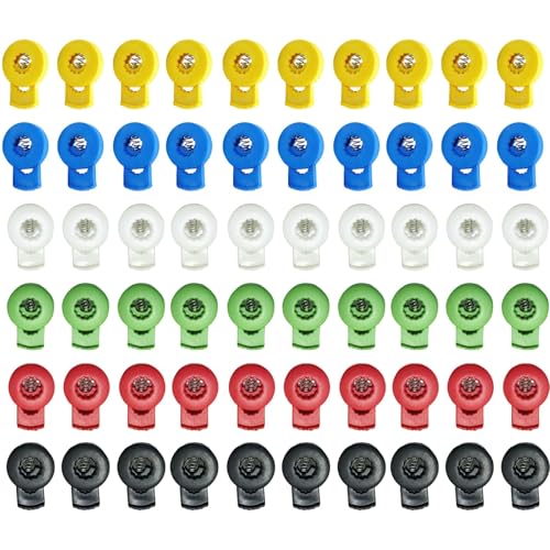 Ainiveiya 60 Pcs Glove Lace Locks, 6-Color Plastic Baseball Glove Locks with Spring Design, No-Tie Fasteners for Baseball & Softball Gloves, Mitt Accessories