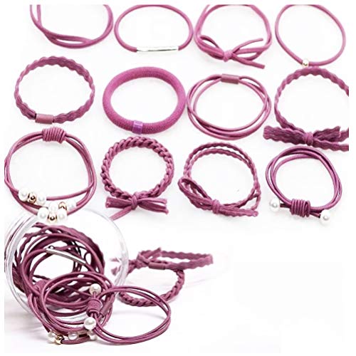 ヘアゴム 12点セット 髪留め おしゃれ おとな シンプル プレスレット 上品 かわいい (パープル)