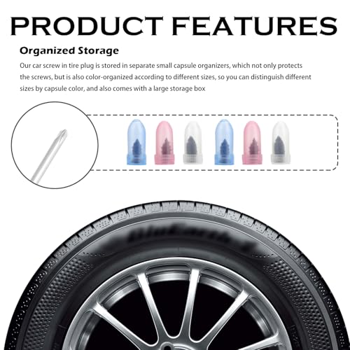 Image of 100PCS 3-Size Tire Repair Rubber Nail Kit with Screwdriver