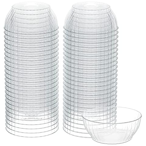 R-kay 6 Oz Clear Plastic Bowls - 50 Pack disposable bowls - Premium Hard Small Plastic Bowls - Heavy Duty Ice Cream Bowls Disposable Dessert Bowls And Salsa Bowls For Party (6 OZ, 50, Count) Cover
