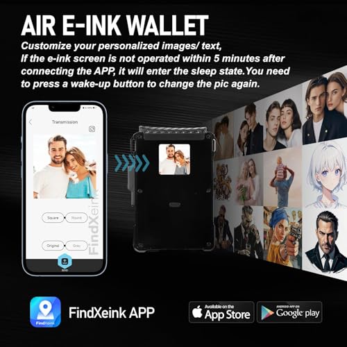 Bifold Pop Up Mens Wallet, Smart 1.5”E-ink Display for Contact information, QR codes, pictures, etc，RFID Blocking Slim Credit Card Holder with ID Window,Festival gifts for Father or Other Men4