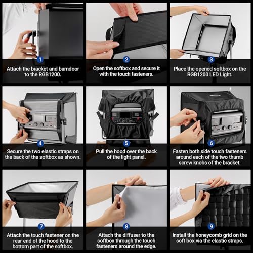 Image of NEEWER Upgraded Softbox Diffuser Only for NEEWER RGB1200 Video Light, 14.6 inchx13.6 inch /37x34.5cm Foldable Soft Box with Grid /Bag /Blackout Hood, Quick Set Up for Portrait Studio Photography Lighting, NS5S