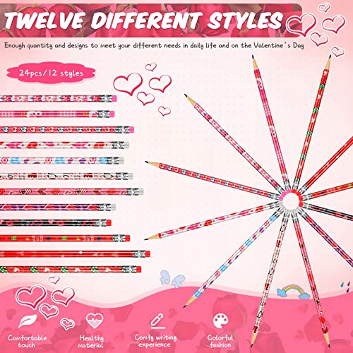 Gersoniel 24 lápices con forma de corazón y borrador miniatura 4