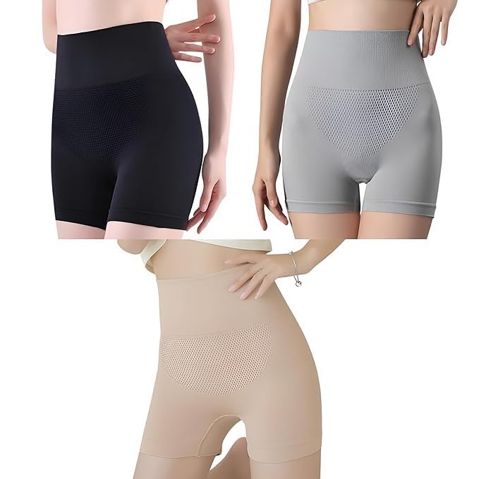 Women's Seamless High Waist Shapewear Shorts Pack of 3 | Tummy Control Body Shaper | Stretchable Slimming Compression Shorts | Free Size Everyday Shaping Innerwear-picture-14