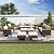 PHI VILLA 12 Seat Patio Furniture Set Outdoor Large 12 Pieces Wicker Conversation Sofa with Cushioned 2 x Single Rattan Sofa, 4 x Armrest Chair, 4 x Ottoman and 2 x Armless Chair, Beige