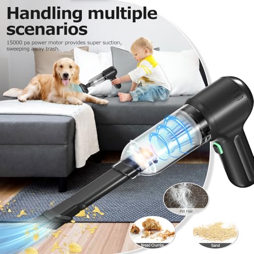 ekbas Car Vacuum High Power Scution 18000PA 3 in 1 Blower Brushless Motor Wireless Handheld Vacuum Cleaner,120W Lightweight Cordless Mini Vacuum Portable Vacuum for Car Pet Hair Men Women Home Office