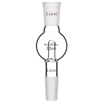 BorinGlass Rotary Evaporator Bump Trap, 24/40 Joint, 50ml Lab Anti-Bumping Bulb for Distillation, Heat & Chemical Resistant
