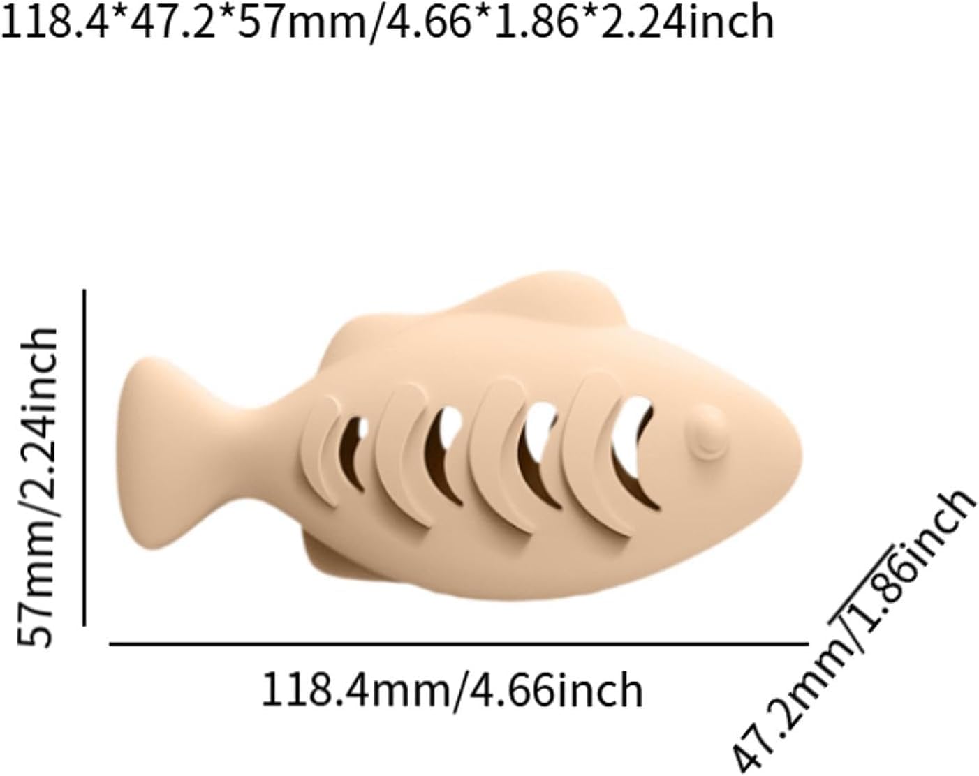 Silicone Fish Shape Cat Toothbrush & Teething Toy โ Cat Dental Cleaning Toy with Food Dispenser for Indoor Cats | Interactive Chew & Treat Toy (Beige) (Beige) 2