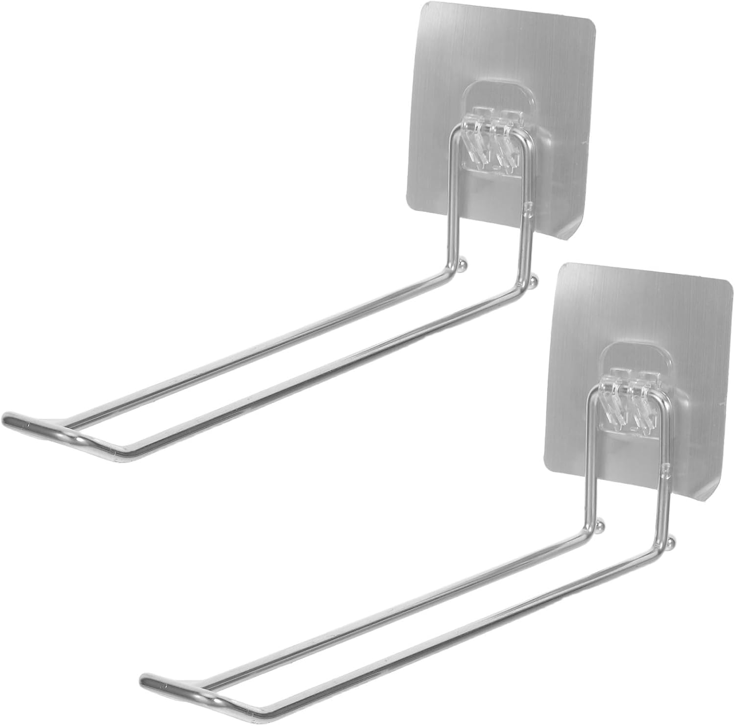 DOITOOL 2pcs Self Adhesive Hooks for Hanging Bird Feeder and Wind Chimes, Silver Abs Material with Weather Durability and Easy Installation for Balcony and Outdoor Use