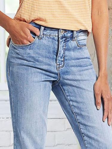 Flamingals Straight Leg Jeans for Women Low Rise Cropped Jeans Wash Embroidery Raw Hem Denim Pants3