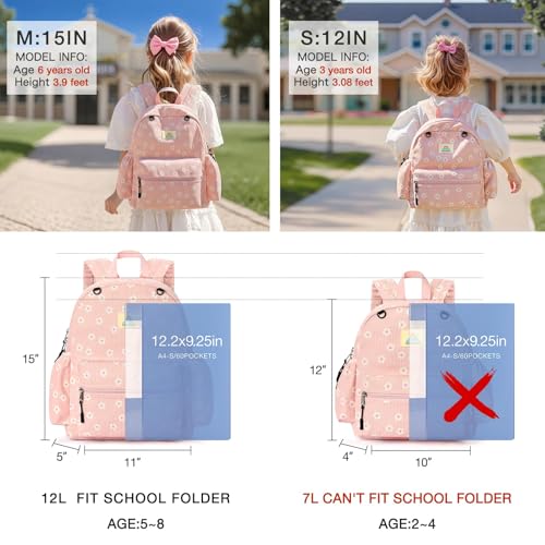 Image of STEAMEDBUN Corduroy Toddler Backpack for Girls 2-4: Kids backpack for Boys Girls - 12 inch Preschool Kindergarten Backpacks - Sakura