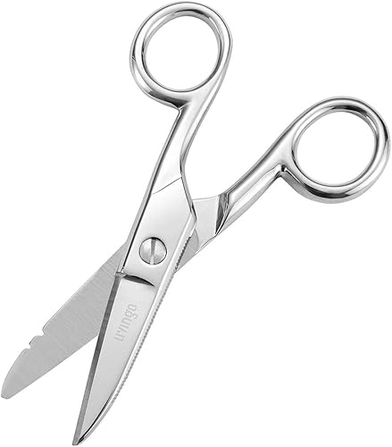 Miniatura 4 de LIVINGO Tijeras eléctricas resistentes de 5-1/5 pulgadas, tijeras eléctricas de acero inoxidable forjadas profesionales con muescas para pelar