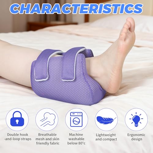 Image of 3D Compact Heel Protectors for Pressure Sores & Bed Sore Relief, Foot Elevation Pillow for Bedridden Patients, Heel Cushion for Post-Surgery Recovery, Foot Wedge Pillow to Reduce Pressure(Purple 1 pc)