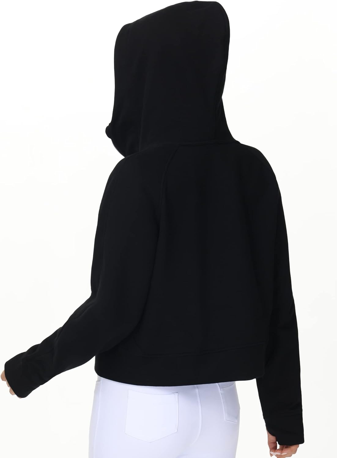 THE GYM PEOPLE Women's Full-Zip Up Hoodies Jacket Fleece Workout Crop Tops Sweatshirts with Pockets Thumb Hole - Image 4