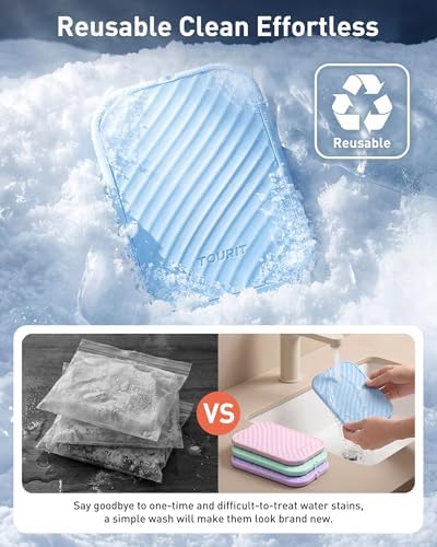 TOURIT 4 Pack Reusable Slim Ice Packs for Lunch Boxes and Coolers, Rainbow