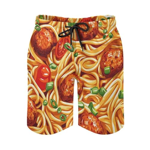 Italian Spaghetti Food Print Pasta Men's Swim Trunks Quick Dry Board Shorts Hawaiian Beach Shorts With Pocket4