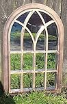 FA9 New Copper Arch Shape Indoor/Outdoor Garden Home Mirror Lightweight Durable Frame, Any Weather Ornament Wall Mirror, Brushed, 51cm x 76cm