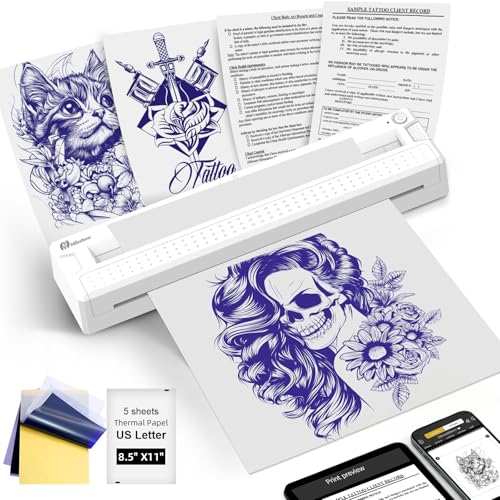 Image of Milestone M9 Professional Tattoo Stencil Printer, Upgraded 2-in-1 Wireless Bluetooth Portable Thermal Printer for Tattoo Stencils & Documents Compatible with Phone /Tablet /PC