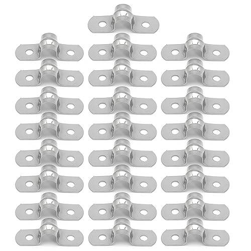 Image of 25Pcs M8 304 Stainless Steel Rigid Pipe Strap Two Hole Cable Strap u Bracket Pipe Clamps Heavy Duty Pipe Fasten Holder for Tube, Pipe or Wire Cord Installation (25, 8MM(5 /16 inch ))