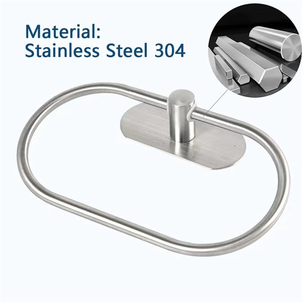 VVW&LIU Porta Asciugamani in Acciaio Inox Autoadesivo per Bagno, Appendiabiti per Asciugamani da Bagno, Anello Appendiabiti per Sapone e Mani, Accessorio per la Cucina, Nero