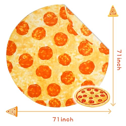 Image of Bnuitland 71 Inches Pizza Funny Blanket, 300 GSM Double Sided Giant Novelty Tortilla Realistic Food Blanket for Your Family, Adults and Kids