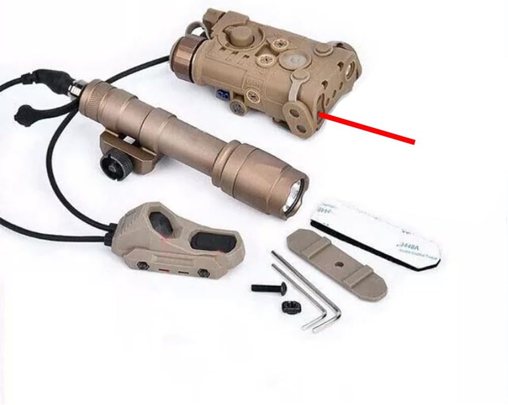 Nylon L3-NL Laser Sights Box(with IR Laser+Red/Green/Blue Laser + White Light), and M600C Strong LED Flashlight, and Modular Wire Remote Pressure Switch(SF+2.5 Plug) Combo,Tan (Red Laser)