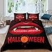 HUIJIE Pościel Dziecięca Halloweenowe Czarne Czerwone Usta Wampira 200X200Cm 4-Częściowy Poszewka Na Kołdrę Zapinana Na Zamek 1 Poszewką Na Kołdrę + 1 Prześcieradło + 2 Zestaw Poszewek Na Poduszki Dla