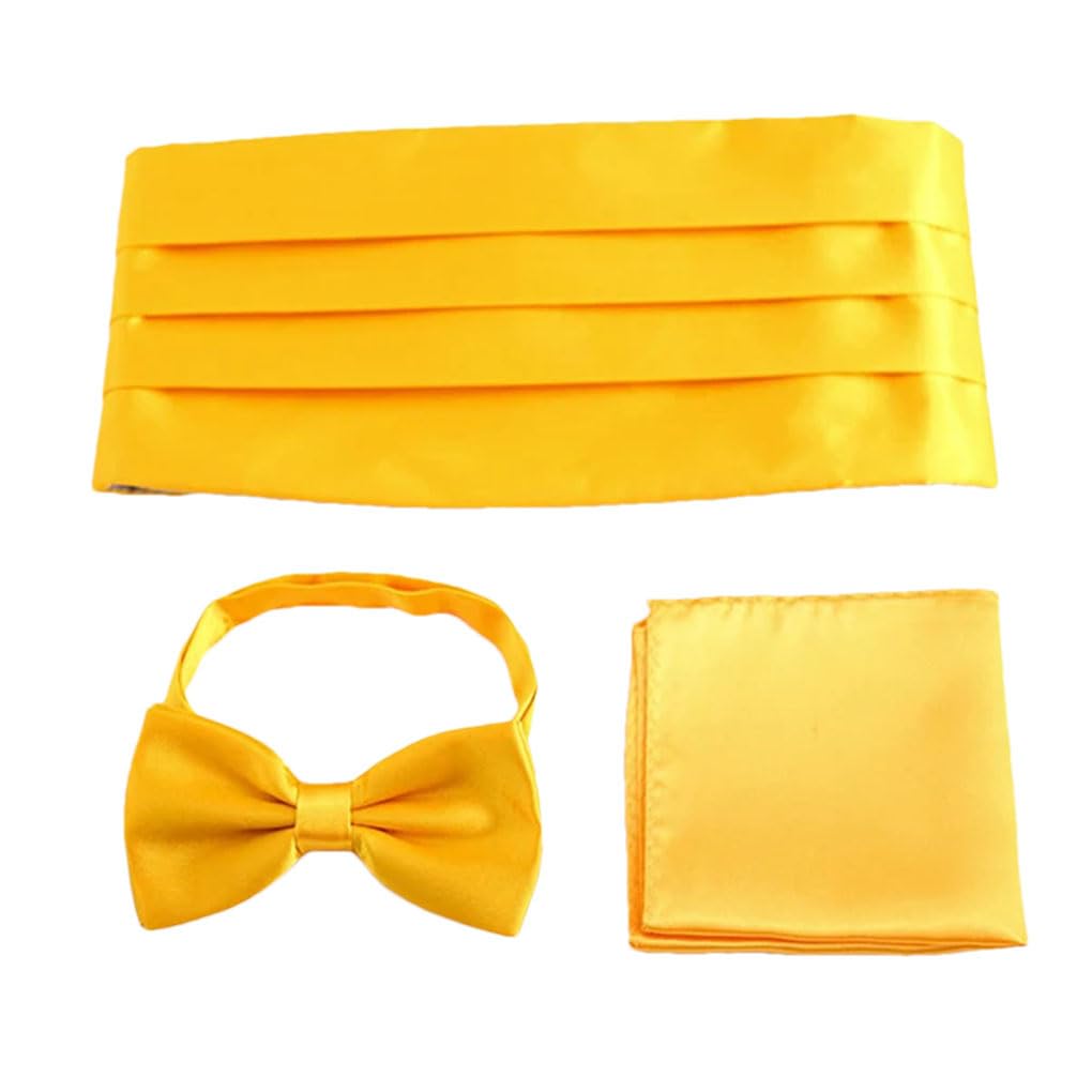 Set di fasce da uomo con fazzoletto quadrato e papillon, per smoking, matrimonio, cintura da cerimonia