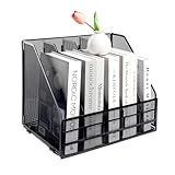 HMXLJJY Zeitschriftenhalter aus Netzstoff, A4, 5 Fächer, Dokumentenhalter, Büro-Aktenregal für Ordnung, Papier-Organizer, Aktenregal, 5 Fächer, Schwarz